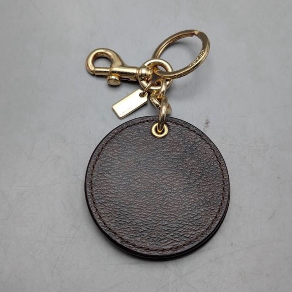 Coach Mirror Bag Charm in signature canvas with a dogleash clip and key ring
